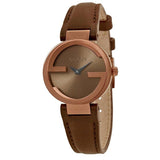 Gucci G Interlocking Brown Dial Brown Leather Strap Watch For Women - YA133504 Buy Now By Gucci