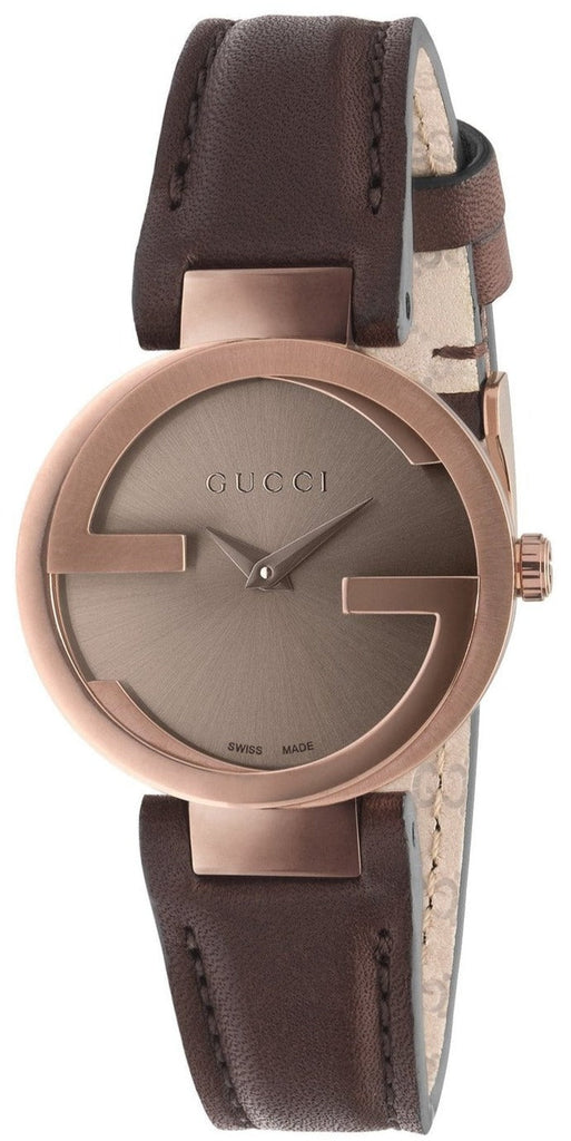Gucci G Interlocking Brown Dial Brown Leather Strap Watch For Women - YA133504 Buy Now By Gucci