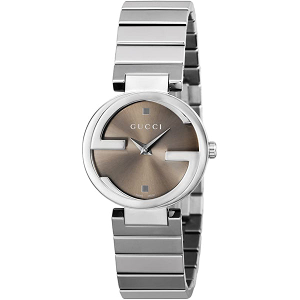 Gucci Interlocking G Brown Dial Silver Steel Strap Watch For Women - YA133506 Buy Now By Gucci