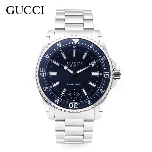 Gucci Dive Analog Blue Dial Silver Steel Strap Watch For Men - YA136203 Buy Now By Gucci