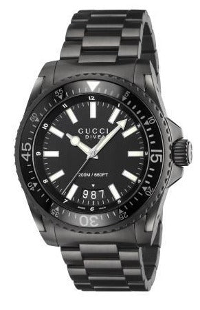Gucci Dive Quartz Black Dial Black Steel Strap Watch For Men - YA136205 Buy Now By Gucci