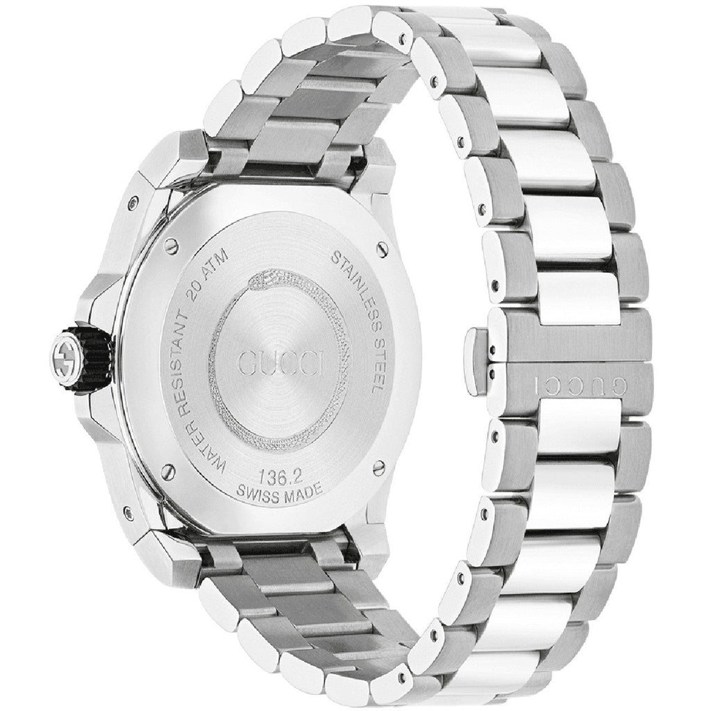 Gucci Dive Snake Black Dial Silver Steel Strap Watch For Men - YA136218 Buy Now By Gucci