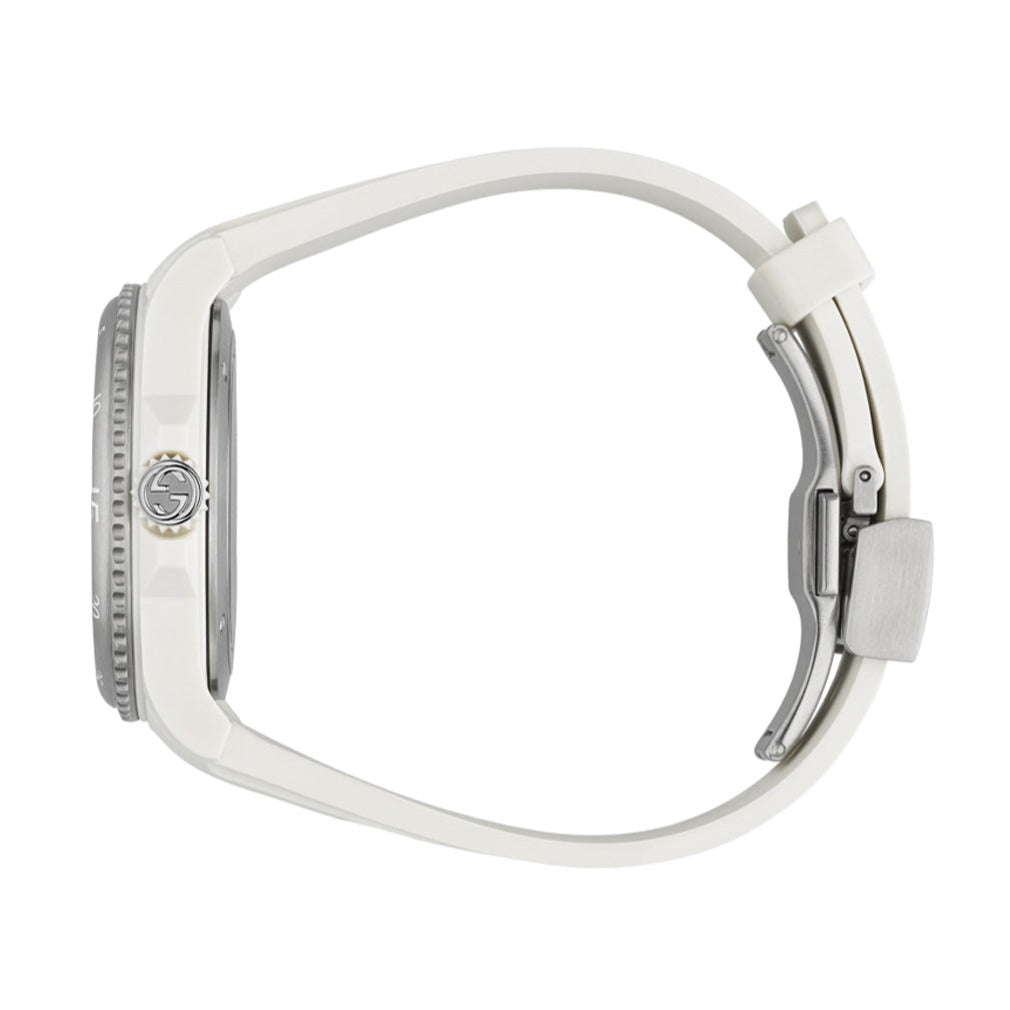 Gucci Dive Automatic Transparent Dial White Rubber Strap Watch For Men - YA136343 Buy Now By Gucci
