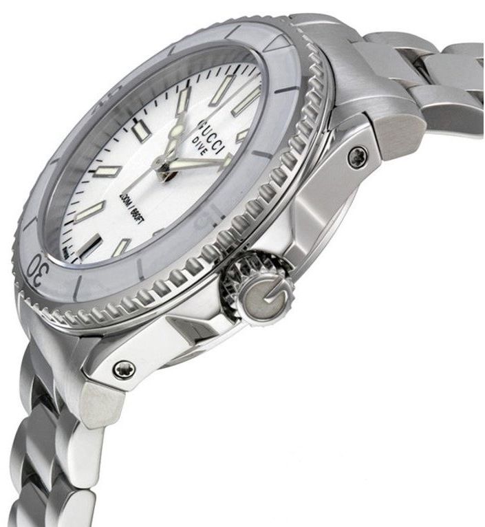 Gucci Dive Quartz White Dial Stainless Steel Unisex Watch - YA136402 Buy Now By Gucci