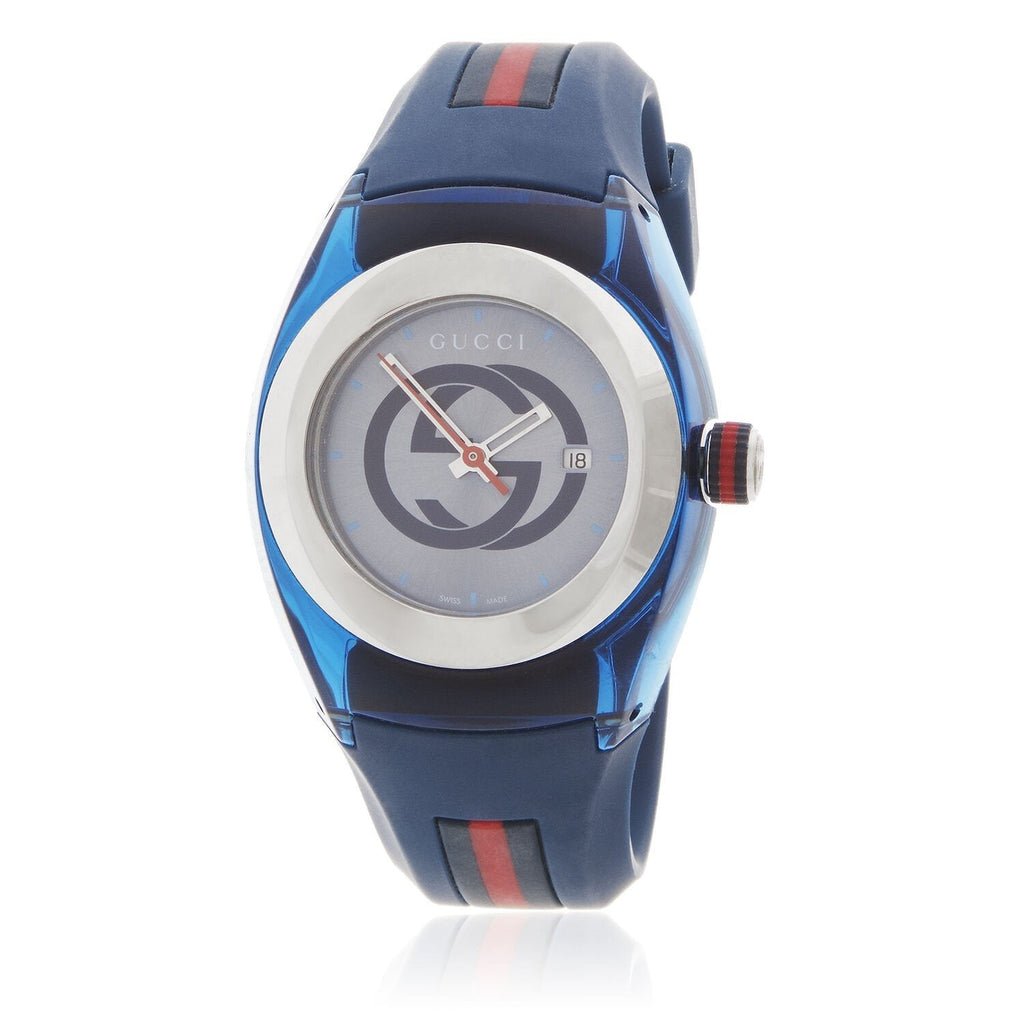 Gucci Sync Quartz Blue Dial Blue Rubber Strap Watch For Men - YA137304 Buy Now By Gucci