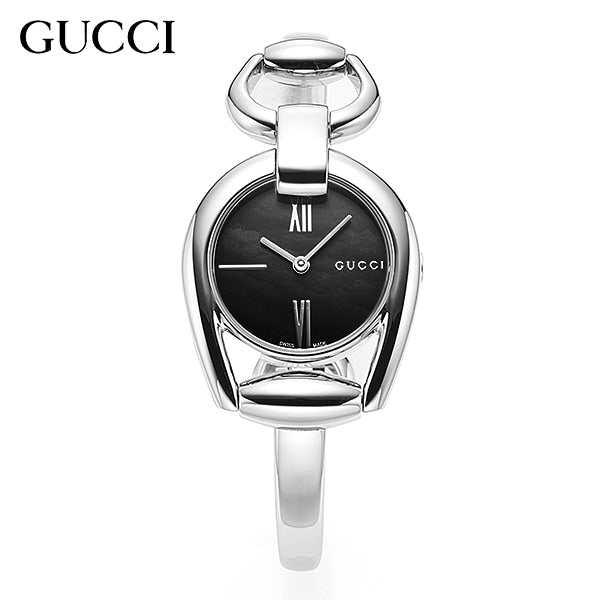 Gucci Horsebit Collection Mother of Pearl Black Dial Silver Steel Strap Watch For Women - YA139503 Buy Now By Gucci