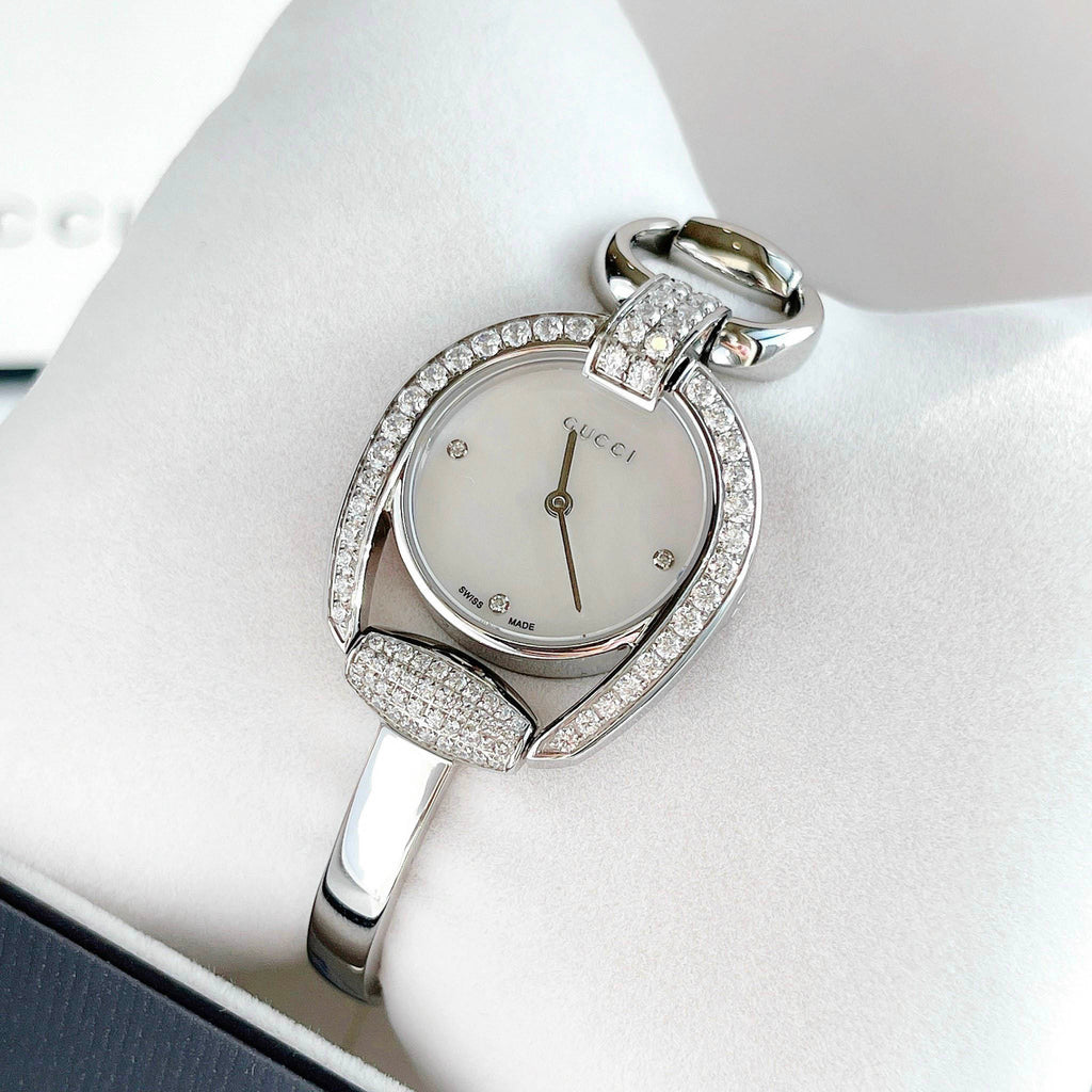 Gucci Horsebit Collection Diamonds Mother of Pearl Dial Silver Steel Strap Watch For Women - YA139505 Buy Now By Gucci