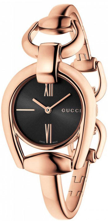 Gucci Horsebit Collection Black Dial Rose Gold Steel Strap Watch For Women - YA139507 Buy Now By Gucci