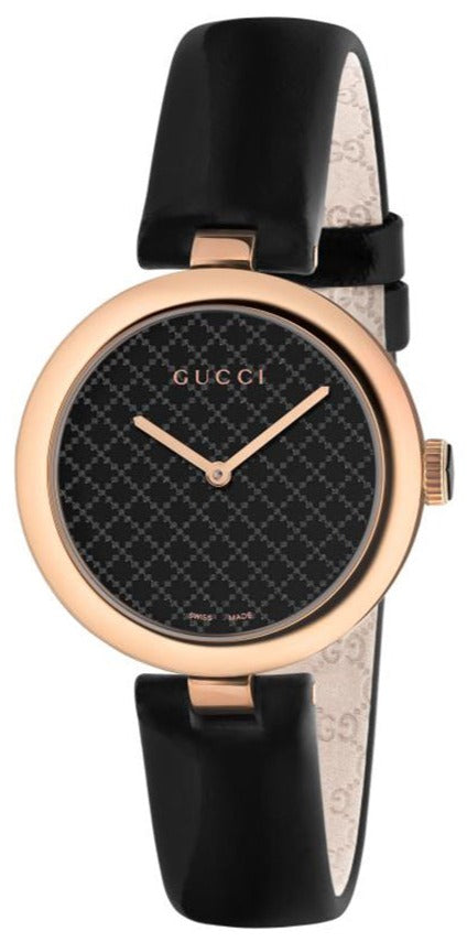 Gucci Diamantissima Quartz Black Dial Black Leather Strap Watch for Women - YA141401 Buy Now By Gucci
