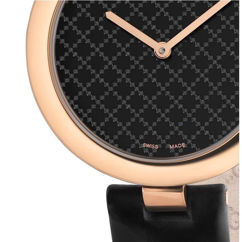 Gucci Diamantissima Quartz Black Dial Black Leather Strap Watch for Women - YA141401 Buy Now By Gucci