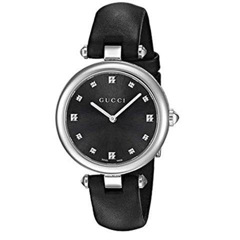 Gucci Diamantissima Diamonds Black Dial Black Leather Strap Watch For Women - YA141403 Buy Now By Gucci