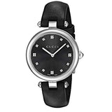 Gucci Diamantissima Diamonds Black Dial Black Leather Strap Watch For Women - YA141403 Buy Now By Gucci