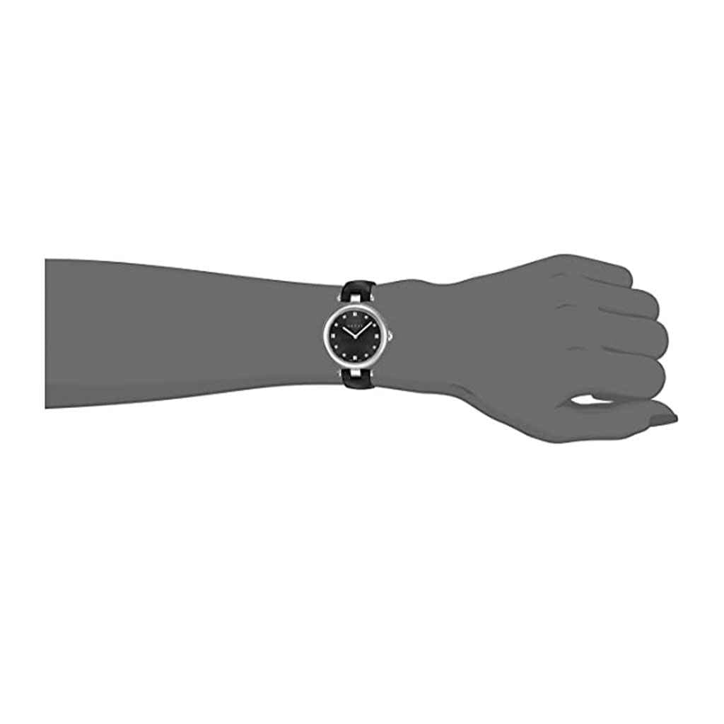 Gucci Diamantissima Diamonds Black Dial Black Leather Strap Watch For Women - YA141403 Buy Now By Gucci