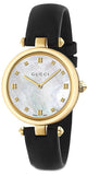 Gucci Diamantissima Quartz Mother of Pearl Dial Black Leather Strap Watch for Women - YA141404 Buy Now By Gucci