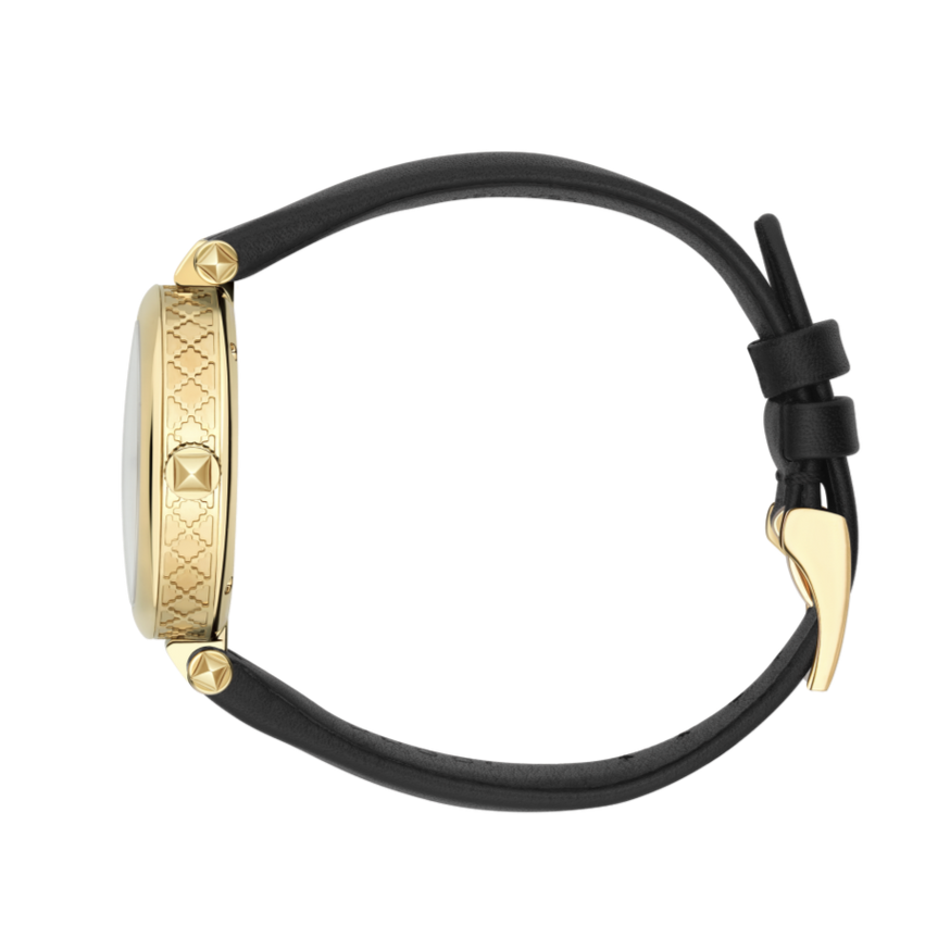 Gucci Diamantissima Quartz Mother of Pearl Dial Black Leather Strap Watch for Women - YA141404 Buy Now By Gucci