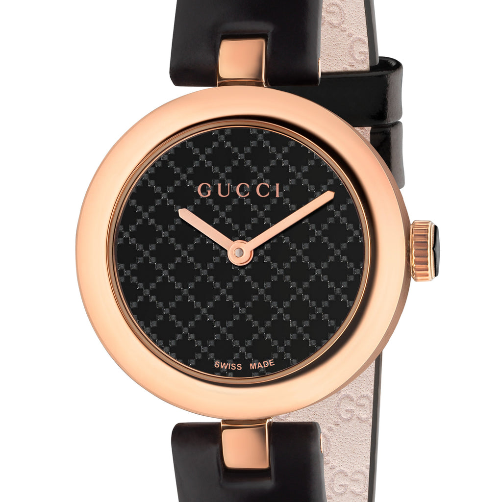 Gucci Diamantissima Quartz Black Dial Black Leather Strap Watch for Women - YA141501 Buy Now By Gucci
