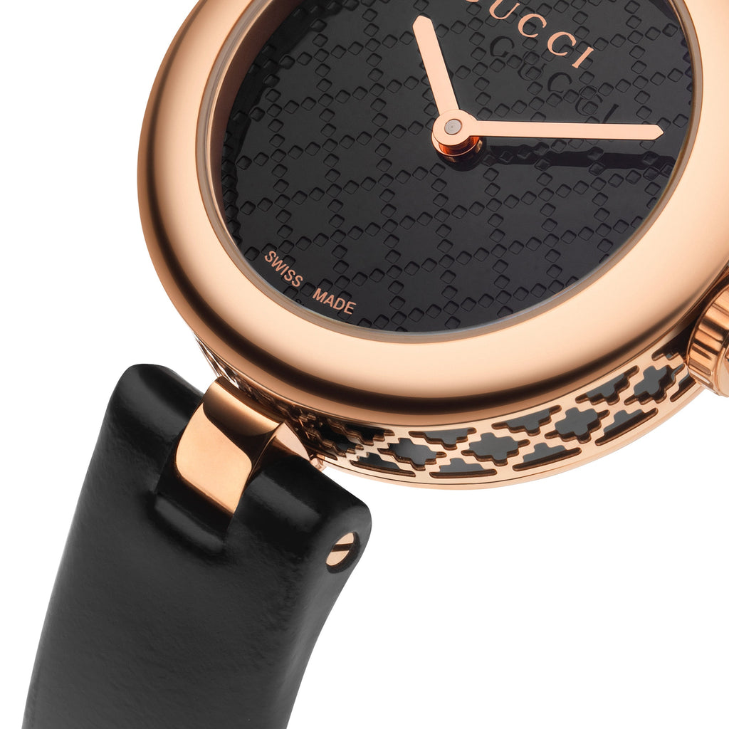 Gucci Diamantissima Quartz Black Dial Black Leather Strap Watch for Women - YA141501 Buy Now By Gucci