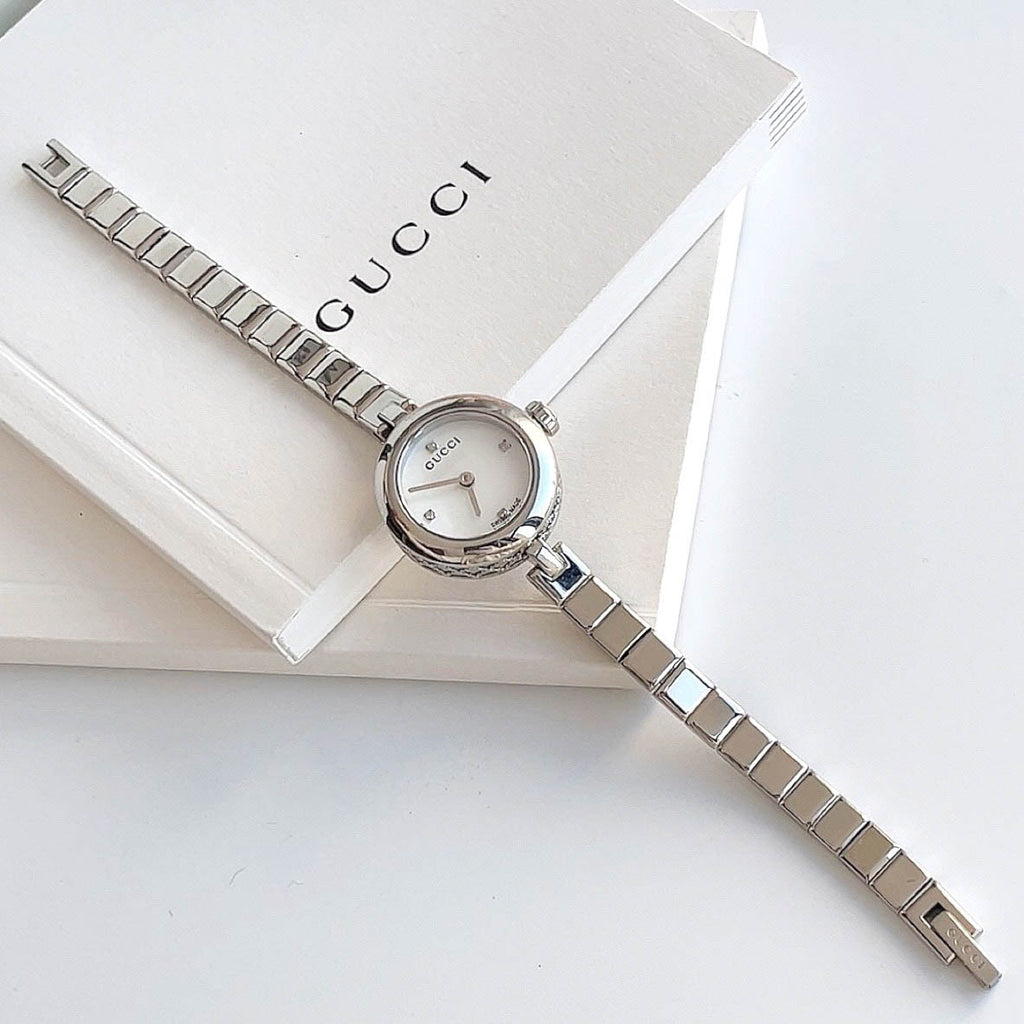 Gucci Diamantissima Quartz Diamonds White Dial Silver Steel Strap Watch For Women - YA141503 Buy Now By Gucci