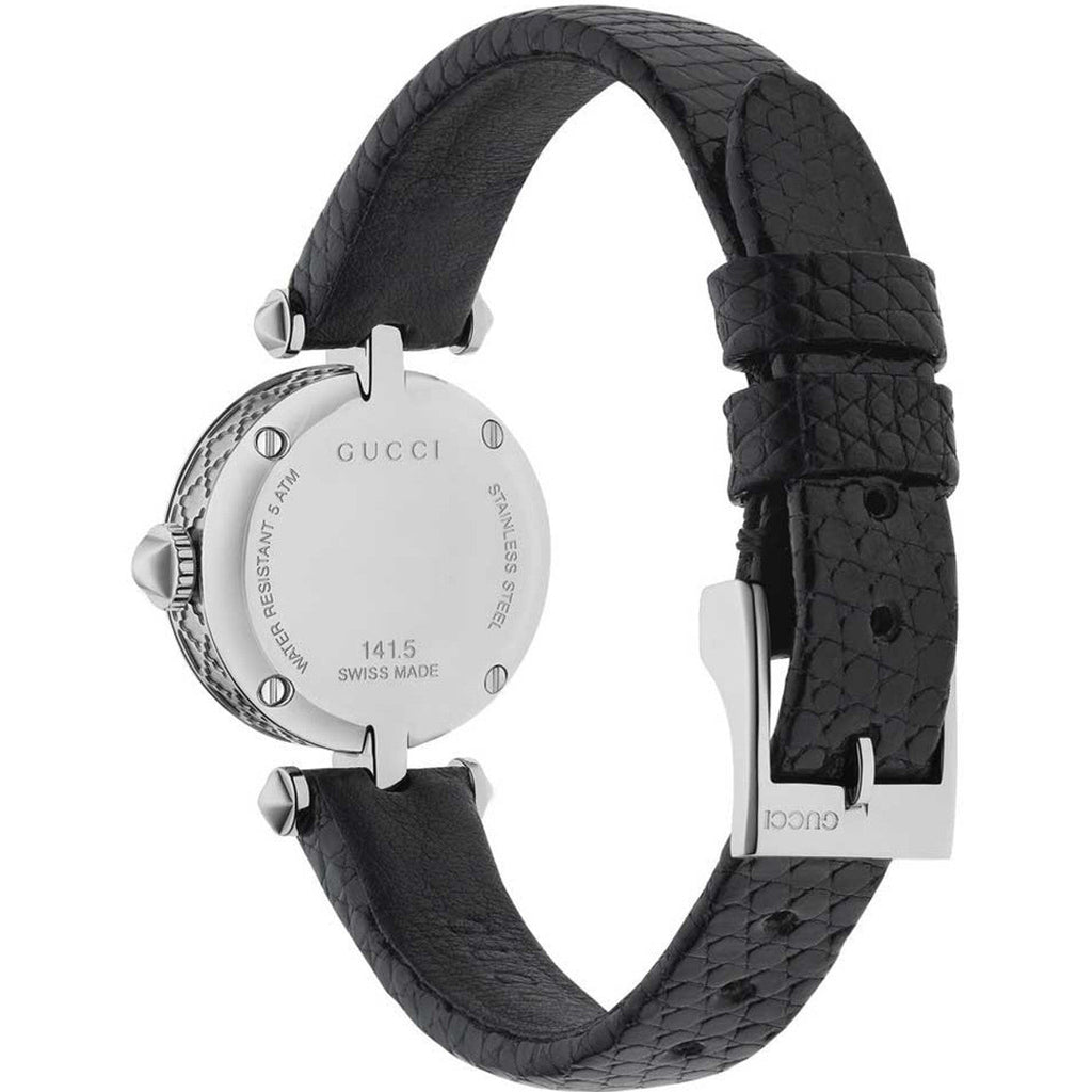 Gucci Diamantissima Diamonds Mother of Pearl Dial Black Leather Strap Watch For Women - YA141511 Buy Now By Gucci