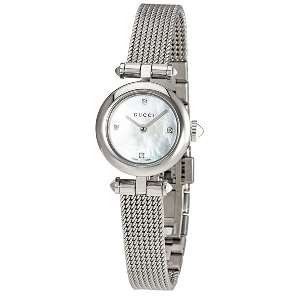 Gucci Diamantissima Diamonds Mother of Pearl Dial Silver Mesh Bracelet Watch for Women - YA141512 Buy Now By Gucci