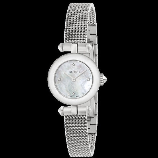 Gucci Diamantissima Diamonds Mother of Pearl Dial Silver Mesh Bracelet Watch for Women - YA141512 Buy Now By Gucci