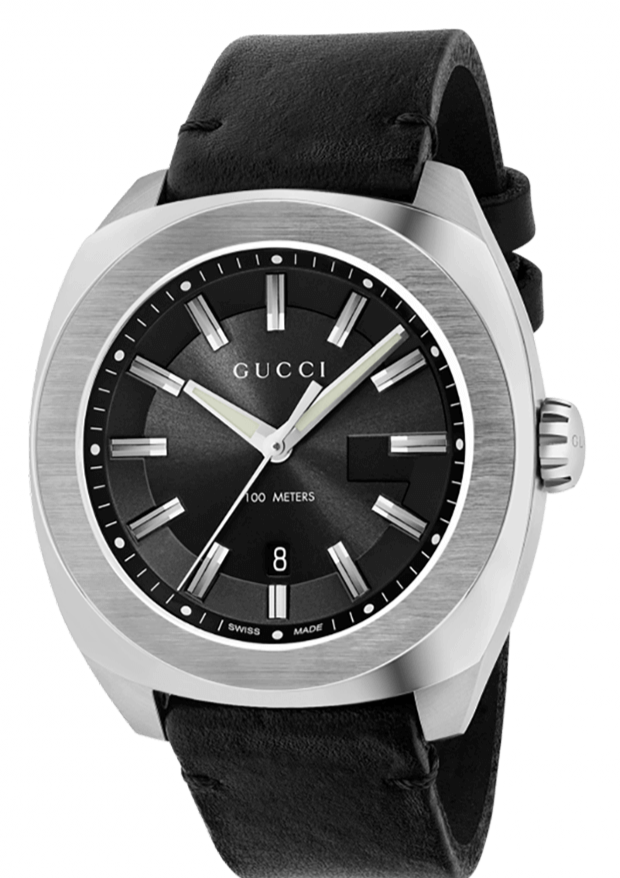 Gucci GG2570 Black Dial Black Leather Strap Watch For Men - YA142206 Buy Now By Gucci