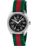 Gucci GG2570 Quartz Black Dial Green & Red Nylon Strap Watch For Men - YA142305 Buy Now By Gucci