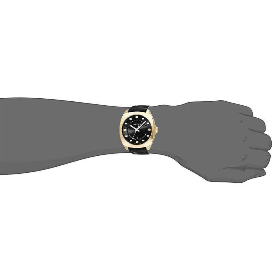 Gucci GG2570 Black Dial Black Leather Strap Watch For Men - YA142310 Buy Now By Gucci