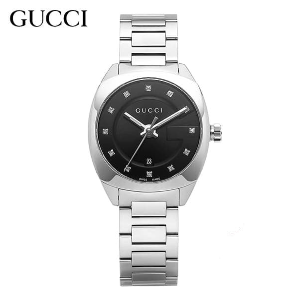Gucci GG2570 Diamonds Black Dial Silver Steel Strap Watch For Women - YA142503 Buy Now By Gucci