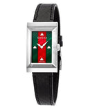 Gucci G-Frame Mother of Pearl Green & Red Dial Black Leather Strap Watch For Women - YA147403 Buy Now By Gucci