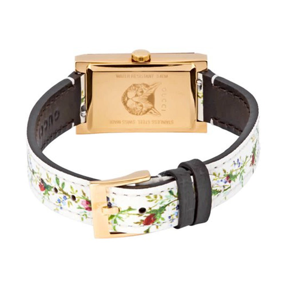 Gucci G-Frame Floral Mother of Pearl Dial White Leather Strap Watch For Women - YA147407 Buy Now By Gucci