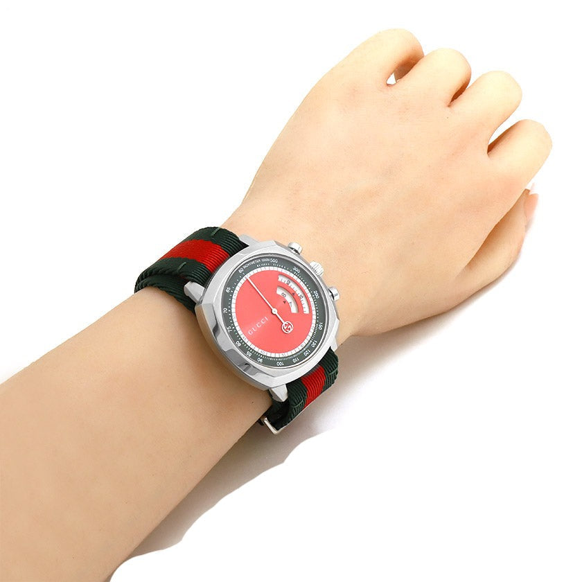Gucci Grip Quartz Chronograph Red Dial Two Tone NATO Strap Watch for Men - YA157304 Buy Now By Gucci