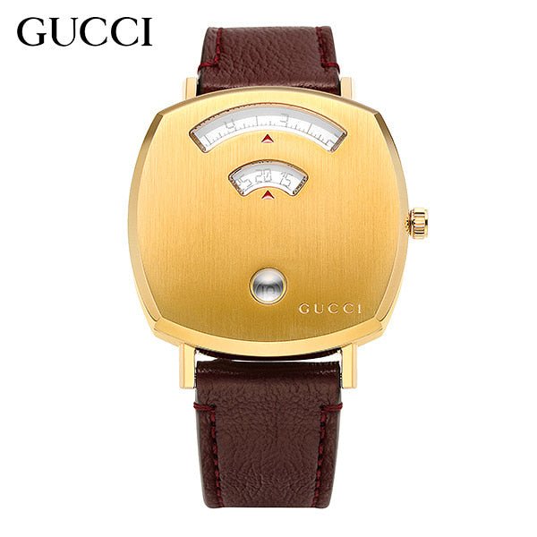 Gucci Grip Quartz Yellow Gold Dial Maroon Leather Strap Watch For Women - YA157405 Buy Now By Gucci