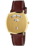 Gucci Grip Yellow Gold Dial Maroon Leather Strap Unisex Watch - YA157411 Buy Now By Gucci