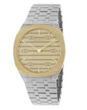 Gucci 25H Quartz Gold Dial Silver Steel Strap Watch for Men - YA163405 Buy Now By Gucci