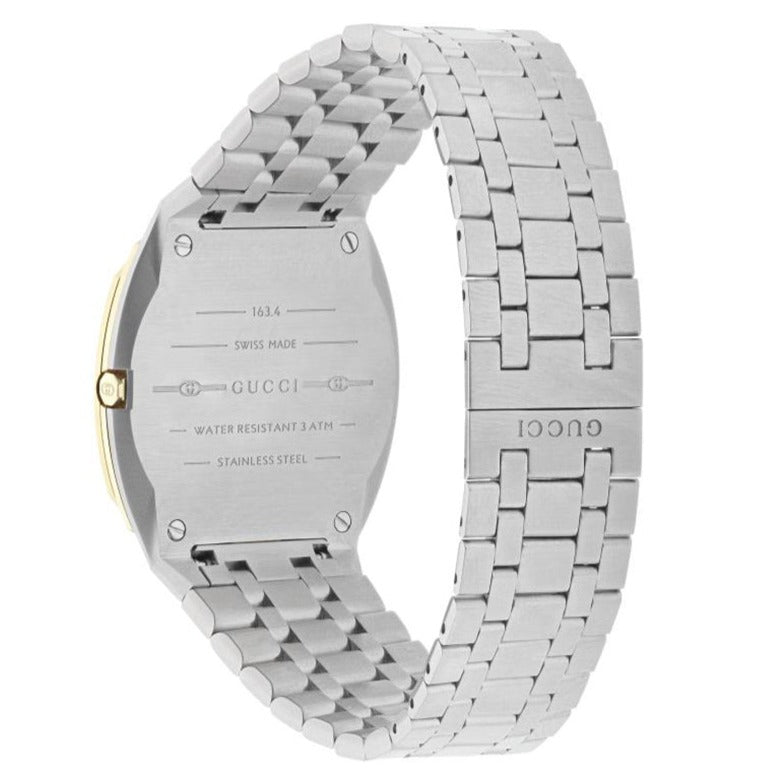 Gucci 25H Quartz Gold Dial Silver Steel Strap Watch for Men - YA163405 Buy Now By Gucci