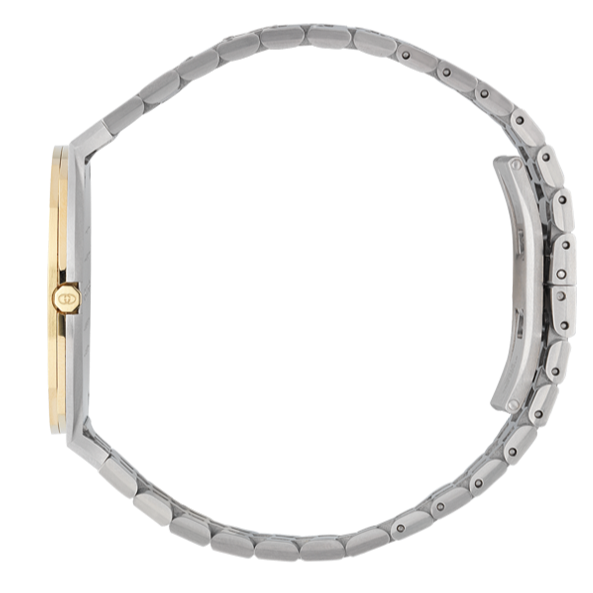 Gucci 25H Quartz Gold Dial Silver Steel Strap Watch for Men - YA163405 Buy Now By Gucci