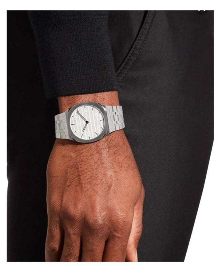 Gucci 25H Quartz Silver Dial Silver Steel Strap Unisex Watch - YA163407 Buy Now By Gucci