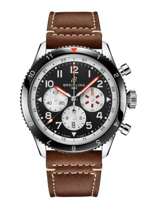 Breitling Super Avi B04 Chronograph GMT 46 Mosquito Black Dial Brown Leather Strap Watch for Men - YB04451A1B1X1 Buy Now By Breitling
