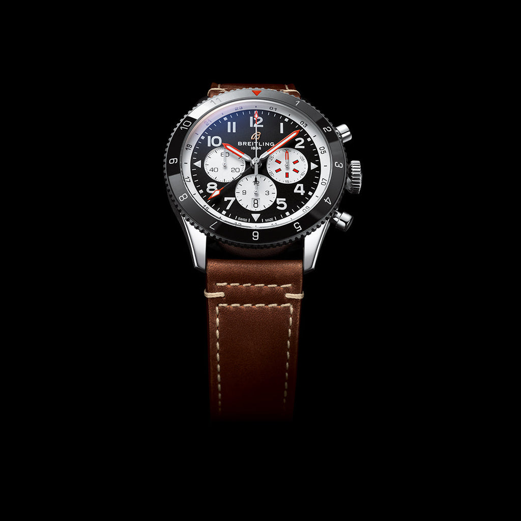Breitling Super Avi B04 Chronograph GMT 46 Mosquito Black Dial Brown Leather Strap Watch for Men - YB04451A1B1X1 Buy Now By Breitling