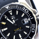 Tag Heuer Aquaracer Calibre 5 Automatic Black Dial Black Rubber Strap Watch for Men - WAY211A.FT6151 Buy Now By Tag Heuer