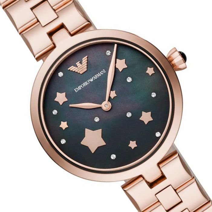 Emporio Armani Arianna Black Dial Rose Gold Stainless Steel Watch For Women - AR11197 Buy Now By Emporio Armani
