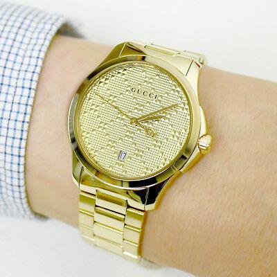 Gucci G Timeless Gold Dial Gold Steel Strap Unisex Watch - YA126461 Buy Now By Gucci