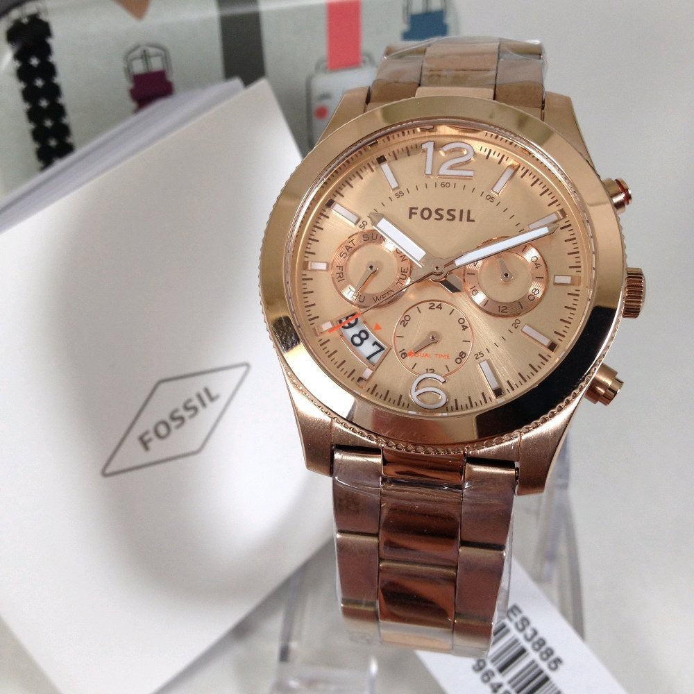 Fossil Boyfriend Multifunction Rose Gold Dial Rose Gold Steel Strap Watch for Women - ES3885 Buy Now By Fossil