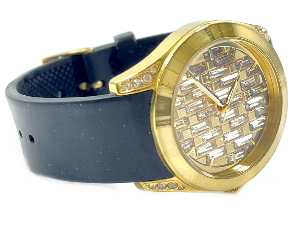 Guess Clarity Gold Dial Black Silicone Strap Watch for Women - GW0109L1 Buy Now By Guess