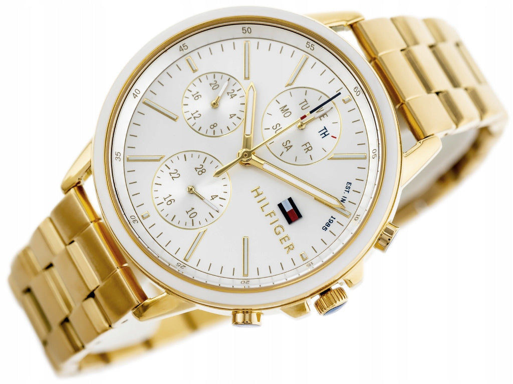 Tommy Hilfiger Carly White Dial Gold Steel Strap Watch for Women - 1781786 Buy Now By Tommy Hilfiger