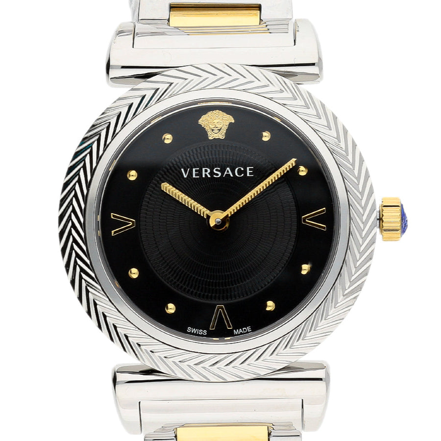 Versace V-Motif Black Dial Two Tone Steel Strap Watch for Women - VERE00518 Buy Now By Versace