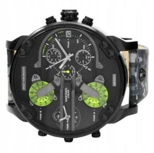 Diesel Big Daddy Chronograph Black Dial Black Leather Strap Watch For Men - DZ7311 Buy Now By Diesel