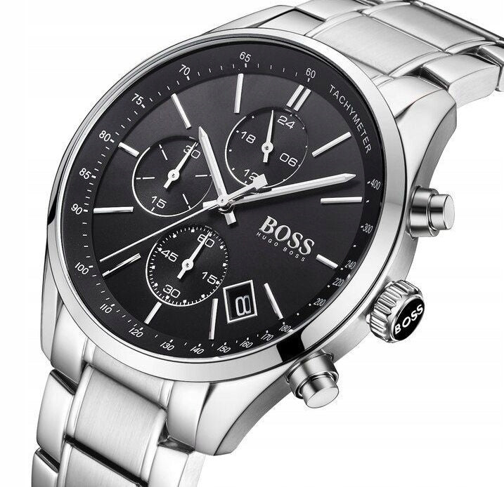 Hugo Boss Grand Prix Black Dial Silver Steel Strap Watch for Men - 1513477 Buy Now By Hugo Boss