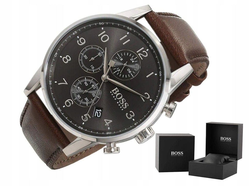 Hugo Boss Navigator Grey Dial Brown Leather Strap Watch for Men - 1513494 Buy Now By Hugo Boss